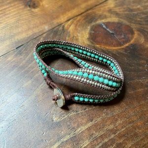 Wrap bracelet - turquoise beading